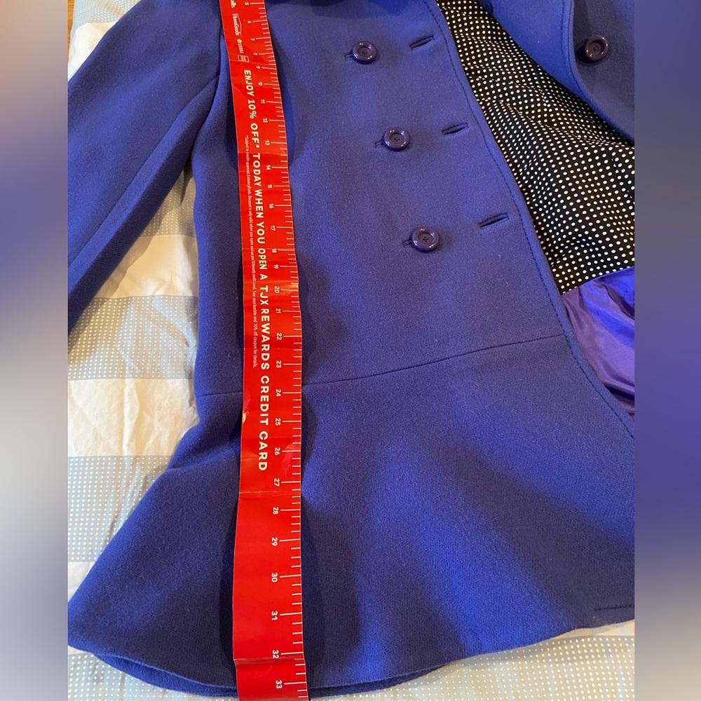 Women's Kate Spade Pea Coat Royal Blue Knee Length Dress Coat Size XL - Picture 7 of 12